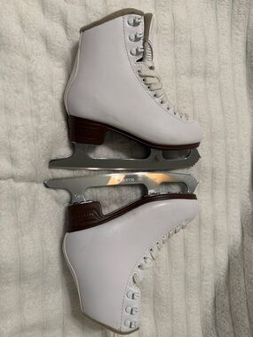 JACKSON Excel White Girls Figure Skates with Brown Soles